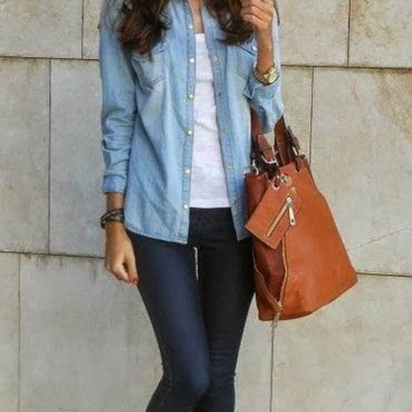 Womens denim blue Old Navy small button down - Picture 3 of 12